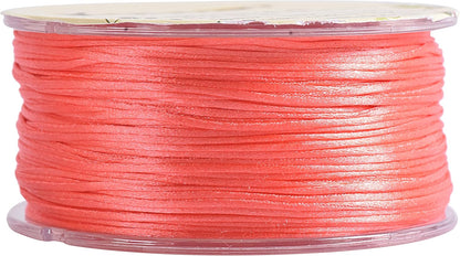 Nylon Satin Silk Trim Cord, 50 Yards 0.8mm Rattail Beading String for Chinese Knotting, Kumihimo, Beading, Macramé, Jewelry Making, Dark Peach