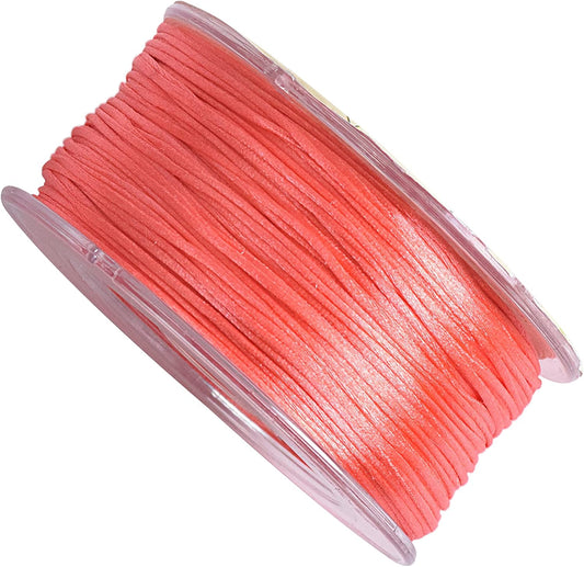 Nylon Satin Silk Trim Cord, 50 Yards 0.8mm Rattail Beading String for Chinese Knotting, Kumihimo, Beading, Macramé, Jewelry Making, Dark Peach
