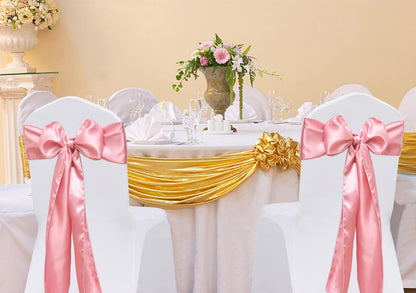 Pack of 50 Satin Dusty Pink Chair Sashes Bows 7 X 108 Inch Universal Chair Ribbons for Wedding Ceremony Party Banquet Restaurant Event Chair Decorations - Dusty Pink Chair Sashes 50 Pack