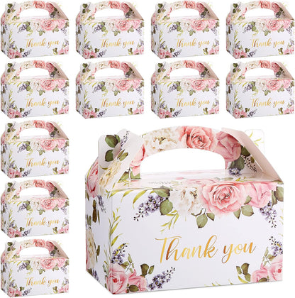 Xinnun 50 Pcs Thank You Treat Boxes Thanksgiving Floral Gift Box Wedding Party Favors Boxes Employee Appreciation Gifts Box Bulk for Thanksgiving Christmas Valentines Wedding Tea Party Supplies