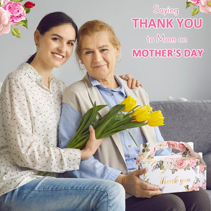 Xinnun 50 Pcs Thank You Treat Boxes Thanksgiving Floral Gift Box Wedding Party Favors Boxes Employee Appreciation Gifts Box Bulk for Thanksgiving Christmas Valentines Wedding Tea Party Supplies