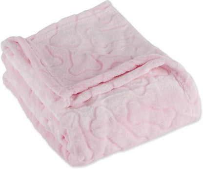 Embossed Bone Print Pet Blanket, Pink, 36x48"