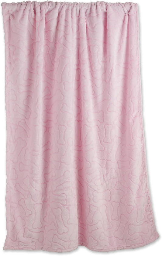 Embossed Bone Print Pet Blanket, Pink, 36x48"