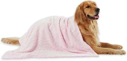 Embossed Bone Print Pet Blanket, Pink, 36x48"
