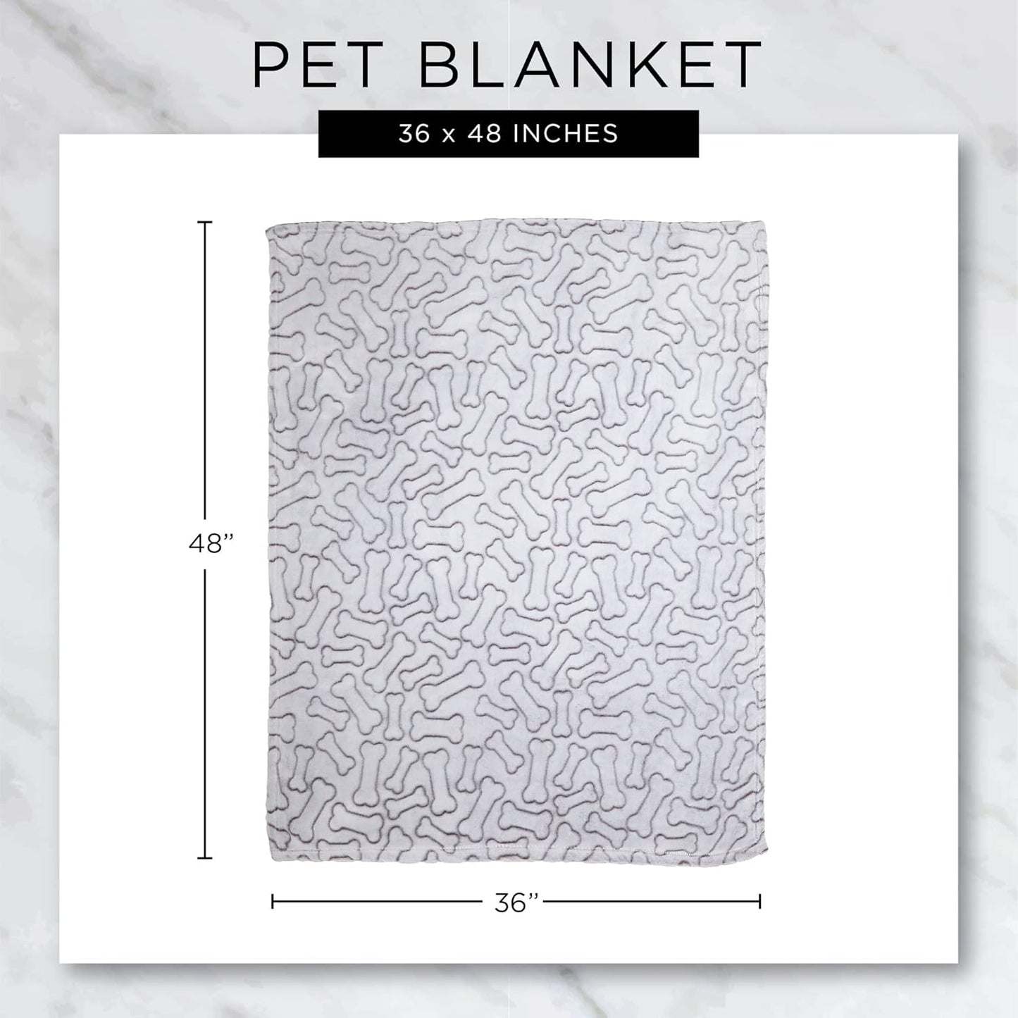 Embossed Bone Print Pet Blanket, Pink, 36x48"