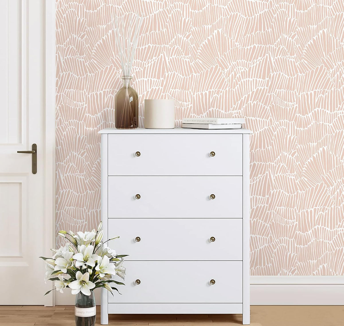 Pink Wallpaper Peel and Stick Modern Light Pink and White Wall Paper