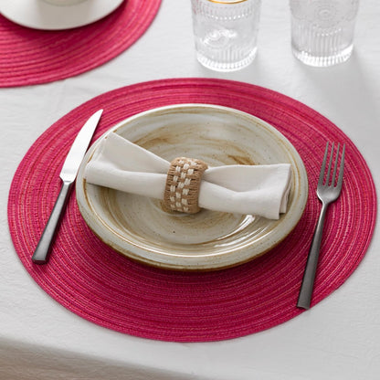 Round Placemats Set of 6 Woven Placemats Washable Braided Table Mats for Dining Table Heat Resistant Non-Slip Circle Place Mats(Blossom)