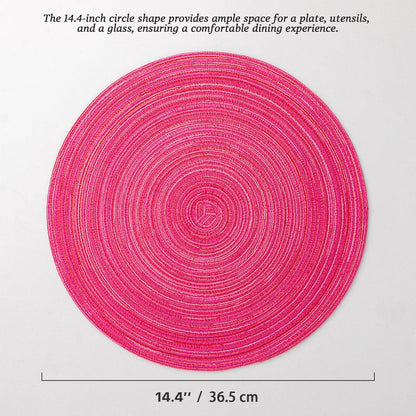 Round Placemats Set of 6 Woven Placemats Washable Braided Table Mats for Dining Table Heat Resistant Non-Slip Circle Place Mats(Blossom)