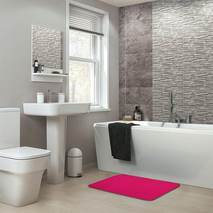 Raspberry Pink Bathroom Rugs, Non Slip & Absorbent Bath Mat Carpets for Bathroom, Entryway or Sink 20" x 32"
