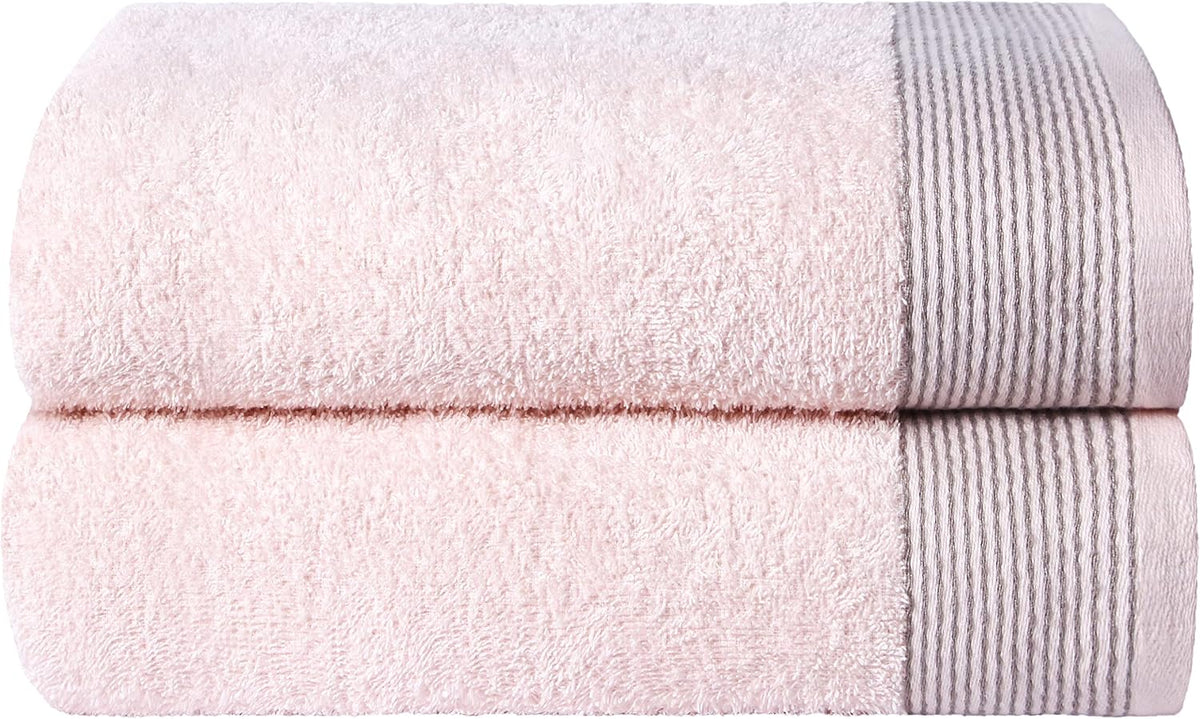 Ultra Soft 2 Pack Oversized Bath Towel Set 28x55 inches, 100% Cotton Large Bath Towels, Ultra Absorbant Compact Quickdry & Lightweight Towel, Ideal for Gym Travel Camp Pool - Pink