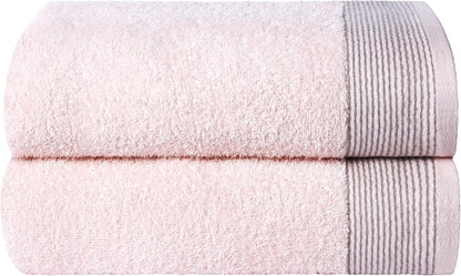 Ultra Soft 2 Pack Oversized Bath Towel Set 28x55 inches, 100% Cotton Large Bath Towels, Ultra Absorbant Compact Quickdry & Lightweight Towel, Ideal for Gym Travel Camp Pool - Pink