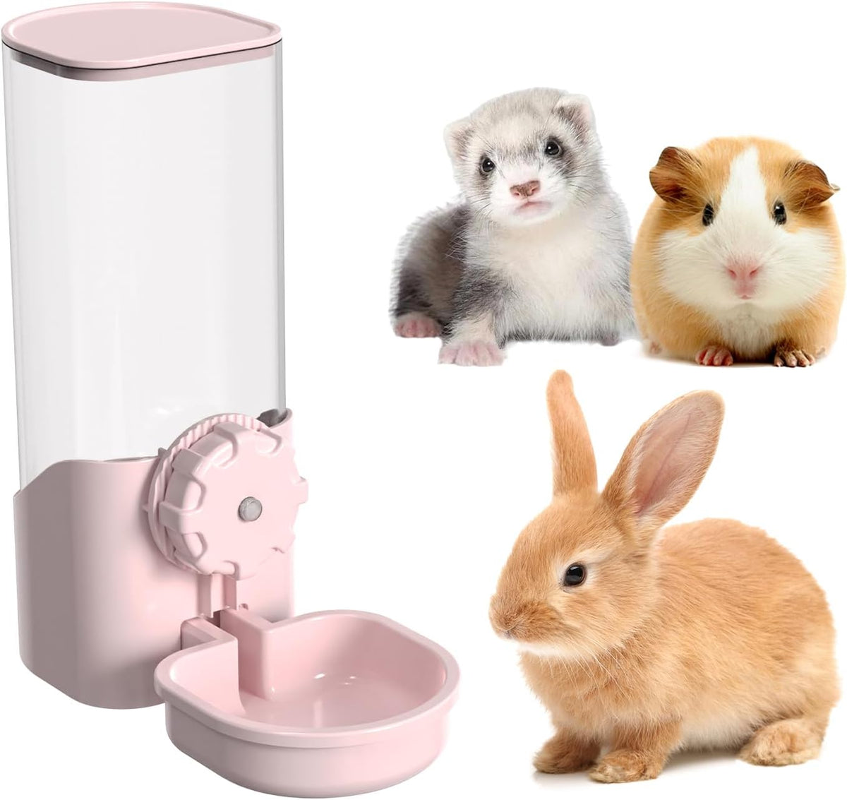 29oz Rabbit Water Bottle Dispenser for Cage, Bunny Water Bowl(Pink)