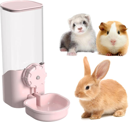 29oz Rabbit Water Bottle Dispenser for Cage, Bunny Water Bowl(Pink)