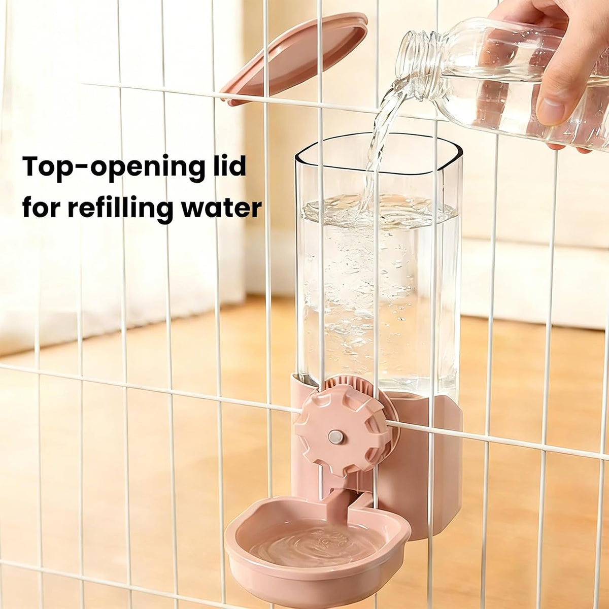 29oz Rabbit Water Bottle Dispenser for Cage, Bunny Water Bowl(Pink)