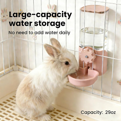29oz Rabbit Water Bottle Dispenser for Cage, Bunny Water Bowl(Pink)