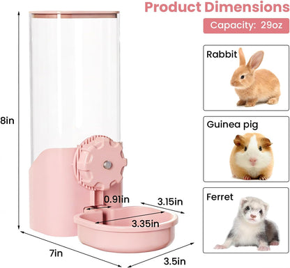 29oz Rabbit Water Bottle Dispenser for Cage, Bunny Water Bowl(Pink)