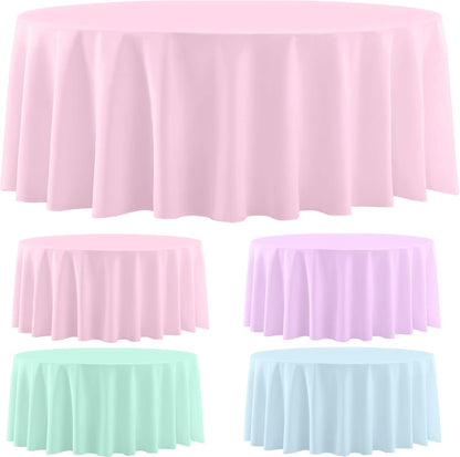 4 Pack Round Pastel Table Cloths for Parties, 84 Inch