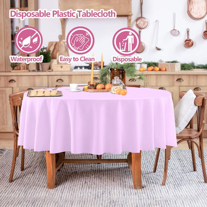 4 Pack Round Pastel Table Cloths for Parties, 84 Inch