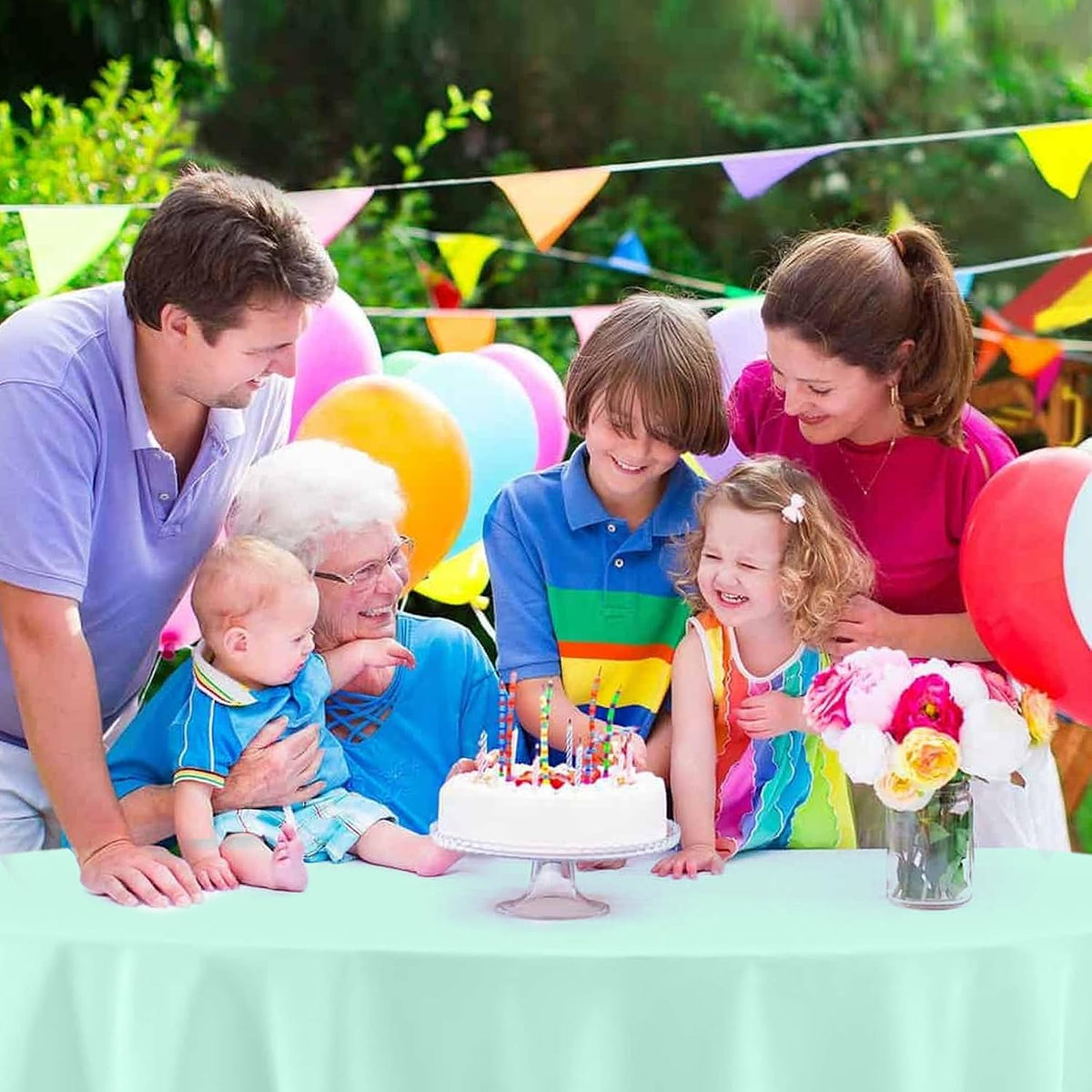 4 Pack Round Pastel Table Cloths for Parties, 84 Inch