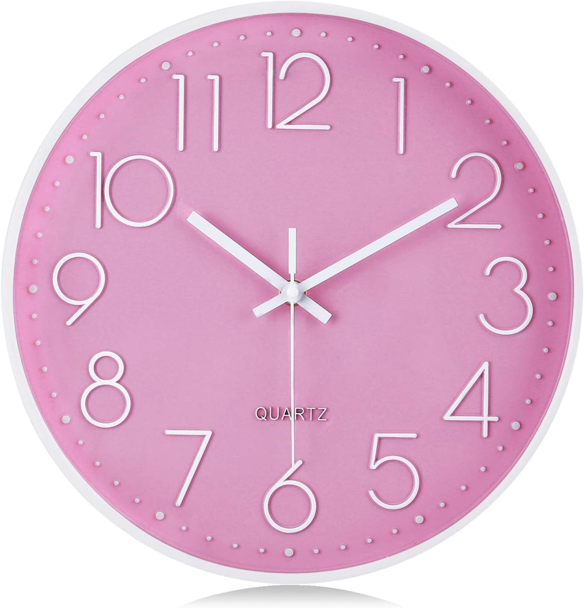 Lafocuse 12 inch Modern Analog Pink Wall Clock for Girls Bedroom