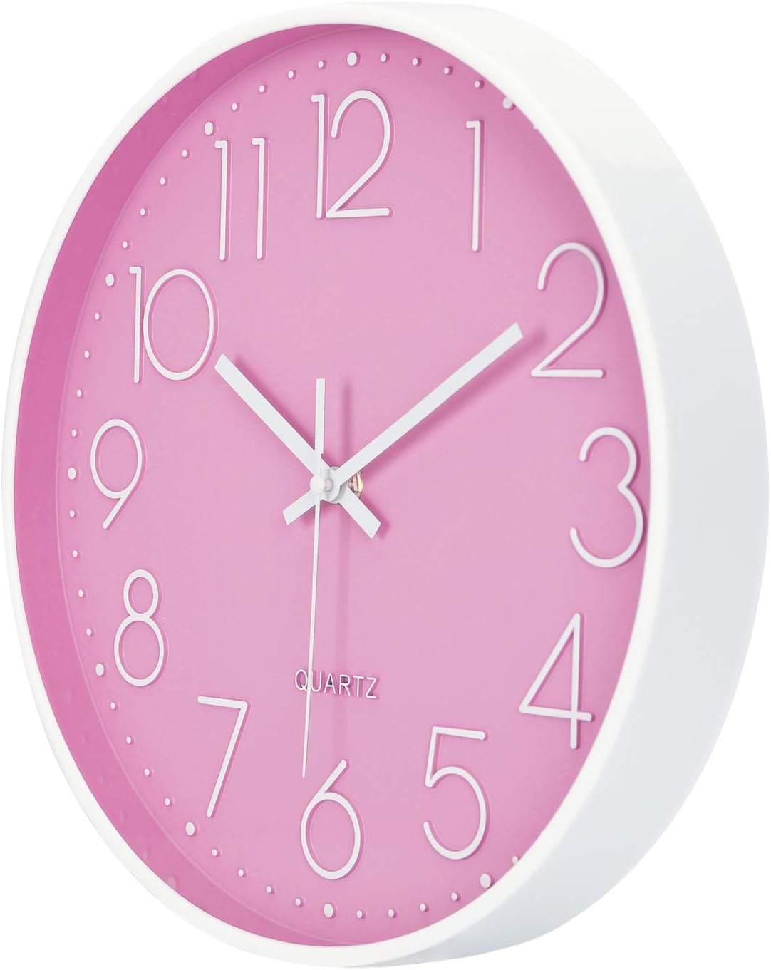 Lafocuse 12 inch Modern Analog Pink Wall Clock for Girls Bedroom
