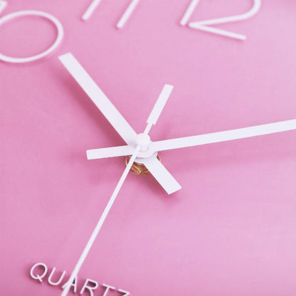 Lafocuse 12 inch Modern Analog Pink Wall Clock for Girls Bedroom