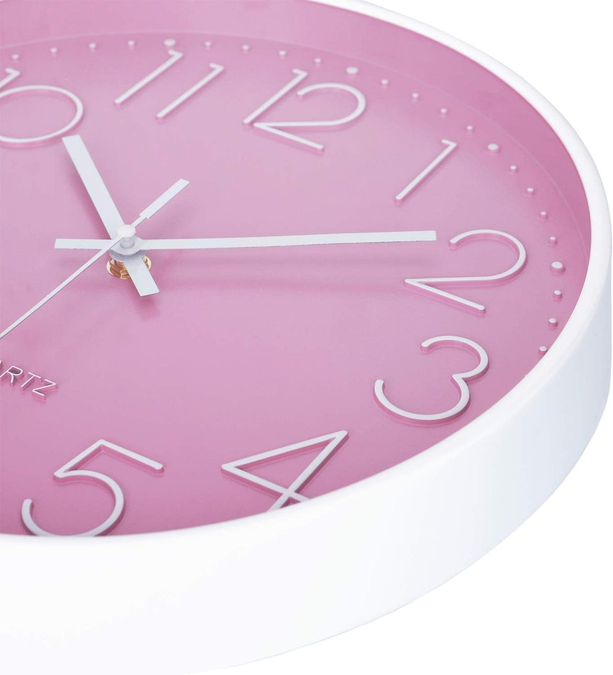 Lafocuse 12 inch Modern Analog Pink Wall Clock for Girls Bedroom