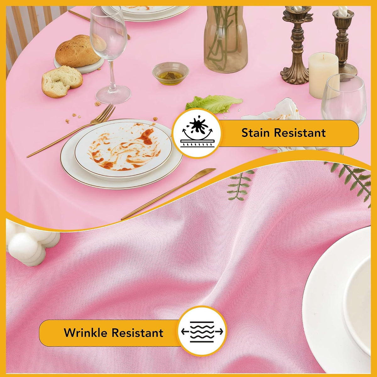 6-Pack Pink Round Tablecloths, 120 in, for 5-6 Ft Round Tables