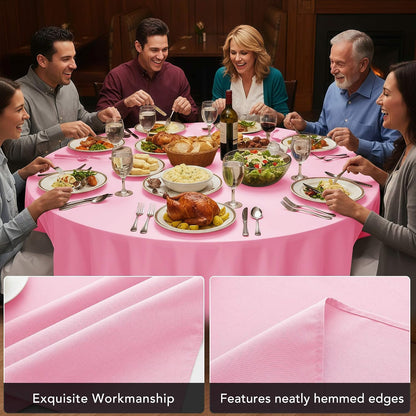 6-Pack Pink Round Tablecloths, 120 in, for 5-6 Ft Round Tables