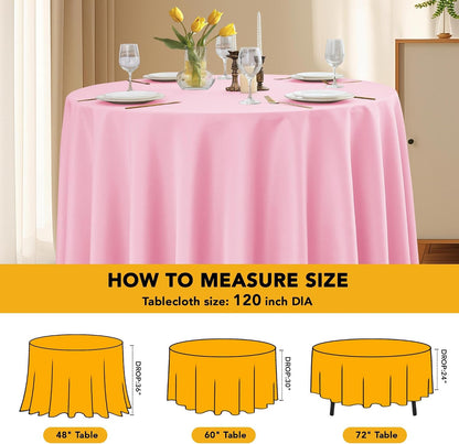 6-Pack Pink Round Tablecloths, 120 in, for 5-6 Ft Round Tables