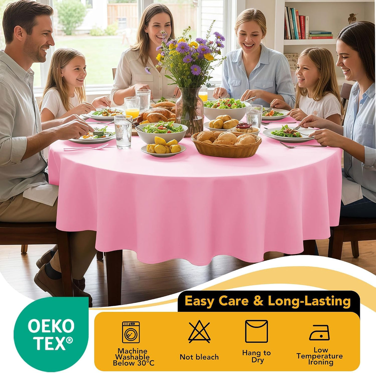 6-Pack Pink Round Tablecloths, 120 in, for 5-6 Ft Round Tables