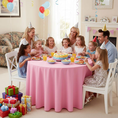 6-Pack Pink Round Tablecloths, 120 in, for 5-6 Ft Round Tables