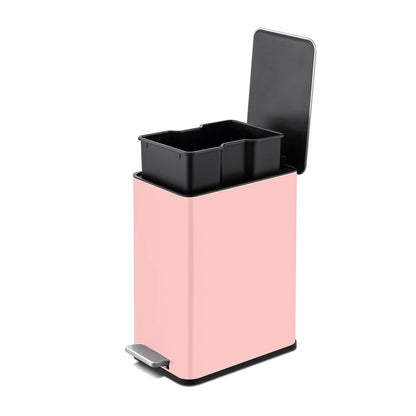 2.6 Gallon / 10 Liter Slim Stainless Steel Step-On Trash Can | Compact, Quiet-Close, Modern Design for Kitchen, Bathroom & Office (Gloss Pink)