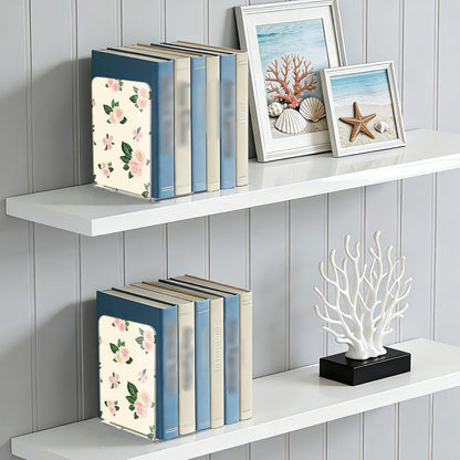 Light Pink Flowers Acrylic Bookends Book Holder for Shelves 5.4 x 4.1 x 8.1 Inch Height Sturdy Bookends Magazine Holder for Home Office Desk Storage 2 Pack