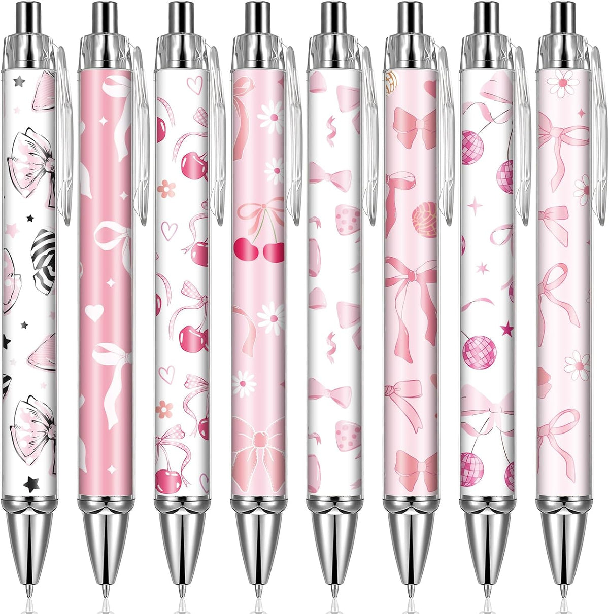 Pink Bow Ballpoint Pens - 24 Pcs Cute Retractable Party Favors