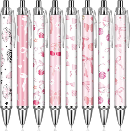Pink Bow Ballpoint Pens - 24 Pcs Cute Retractable Party Favors