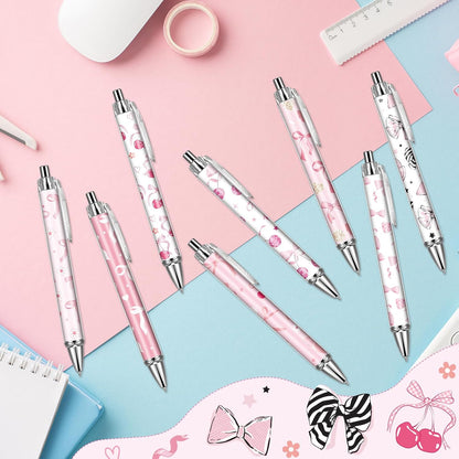 Pink Bow Ballpoint Pens - 24 Pcs Cute Retractable Party Favors