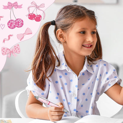 Pink Bow Ballpoint Pens - 24 Pcs Cute Retractable Party Favors