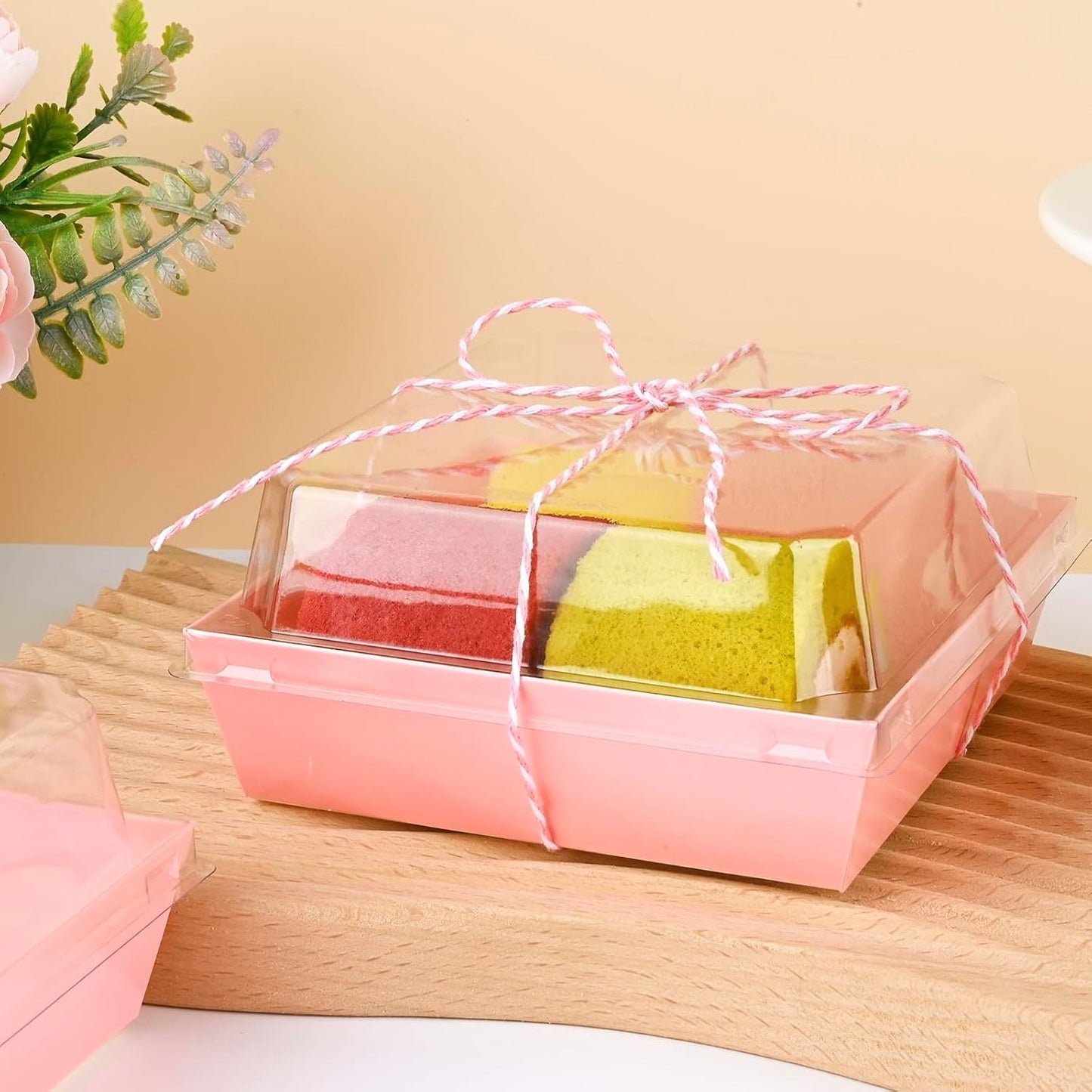 ZORRITA Paper Charcuterie Boxes with Clear Lids, 50 Pack, 5 Inch, Pink | Square To Go Dessert Containers, Small Bakery Boxes, For Cake, Cookies, Sandwich, Strawberries