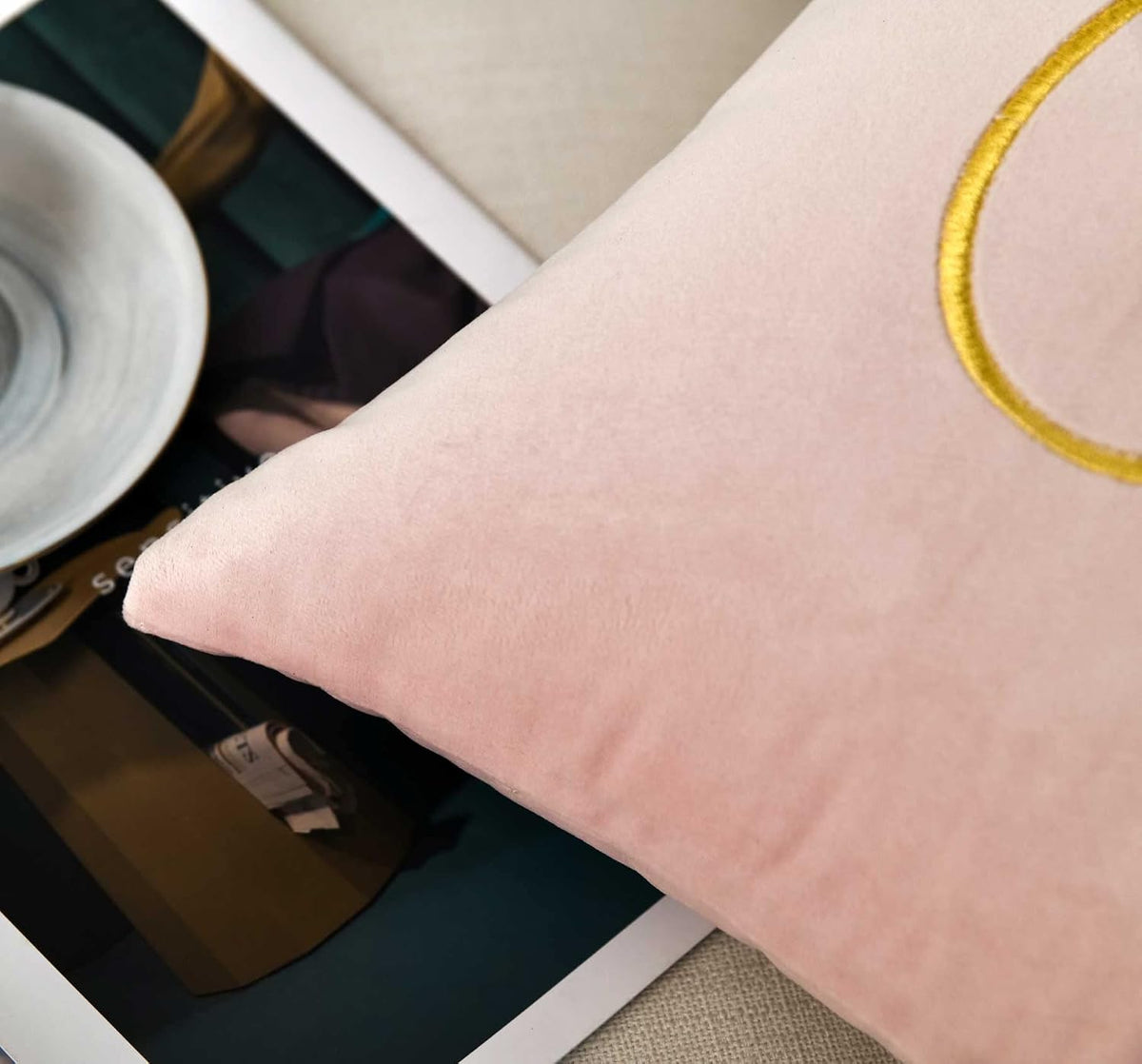 Embroidered Pink Infinity Love Decorative Throw Pillow Cover, Lumbar Love Pillow Cover 12 Inches x 20 Inches Cover Only