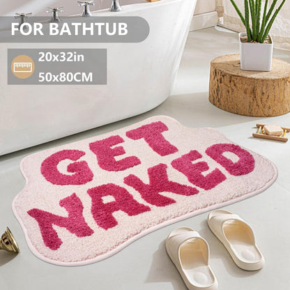 KOEXM Get Naked Bath Mat Pink Bathroom Rugs 20" x 32" Cute Bath Mat