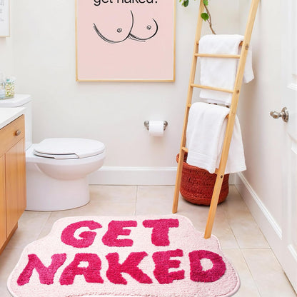 KOEXM Get Naked Bath Mat Pink Bathroom Rugs 20" x 32" Cute Bath Mat