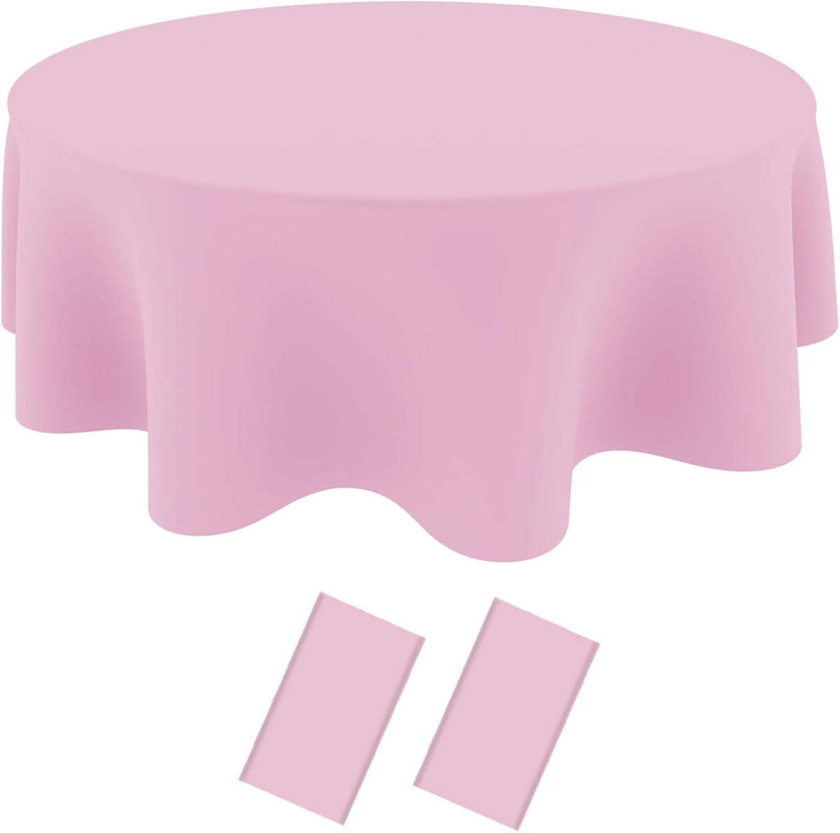 2 Pack Plastic Table Cloth Disposable,84 Inch Round Tablecloth for Parties - Light Pink
