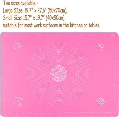Silicone Baking Mat with Measurements, Non-Slip Non Stick Pastry Mat Sheetfor for Dough,Pastry, Bread, Cookies, Pizza, Fondant, Pasta