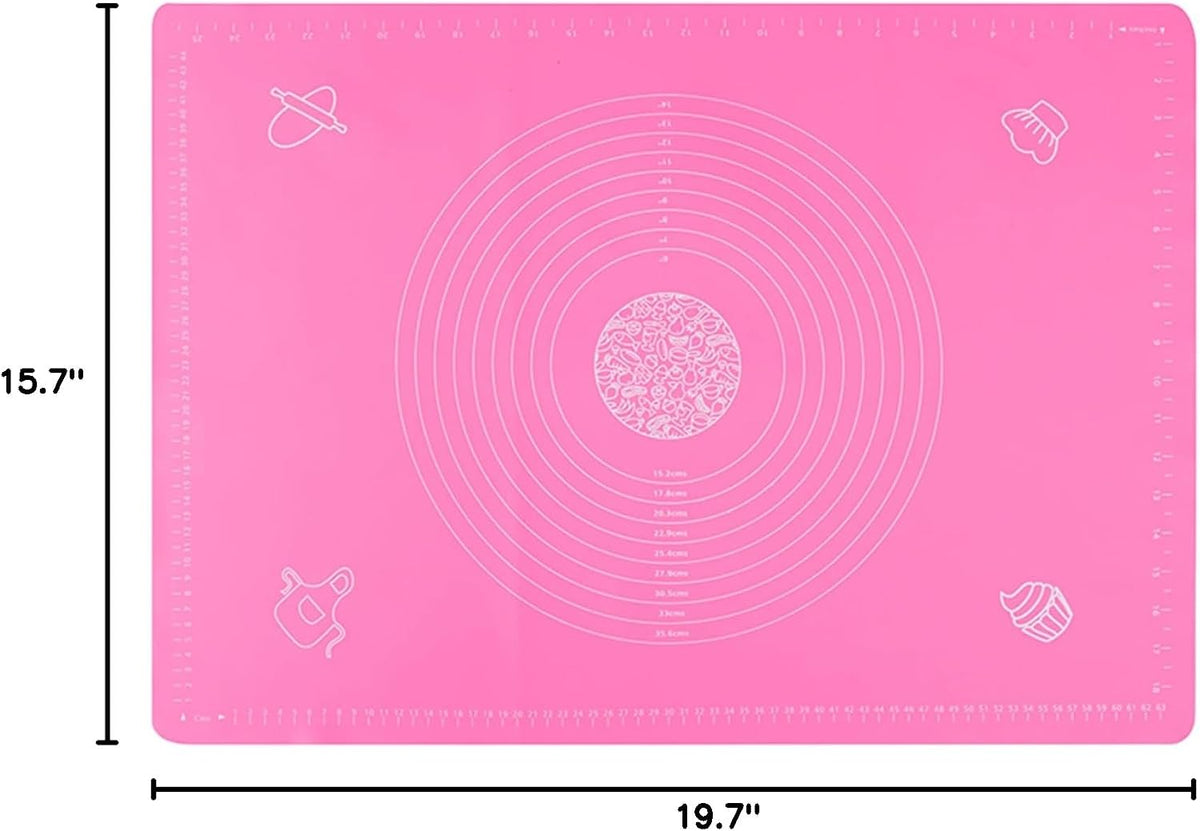 Silicone Baking Mat with Measurements, Non-Slip Non Stick Pastry Mat Sheetfor for Dough,Pastry, Bread, Cookies, Pizza, Fondant, Pasta