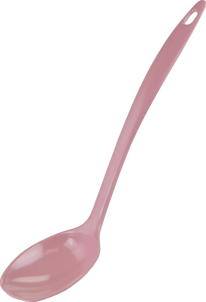 Cooking Spoon for Serving, Basting, Mixing, Heat Resistant, BPA Free Melamine 11 inch Utensil with Ergonomic Handle, Set of 6, Pink