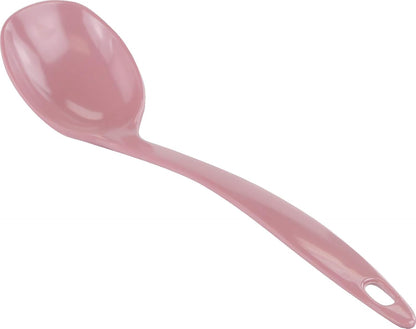 Cooking Spoon for Serving, Basting, Mixing, Heat Resistant, BPA Free Melamine 11 inch Utensil with Ergonomic Handle, Set of 6, Pink