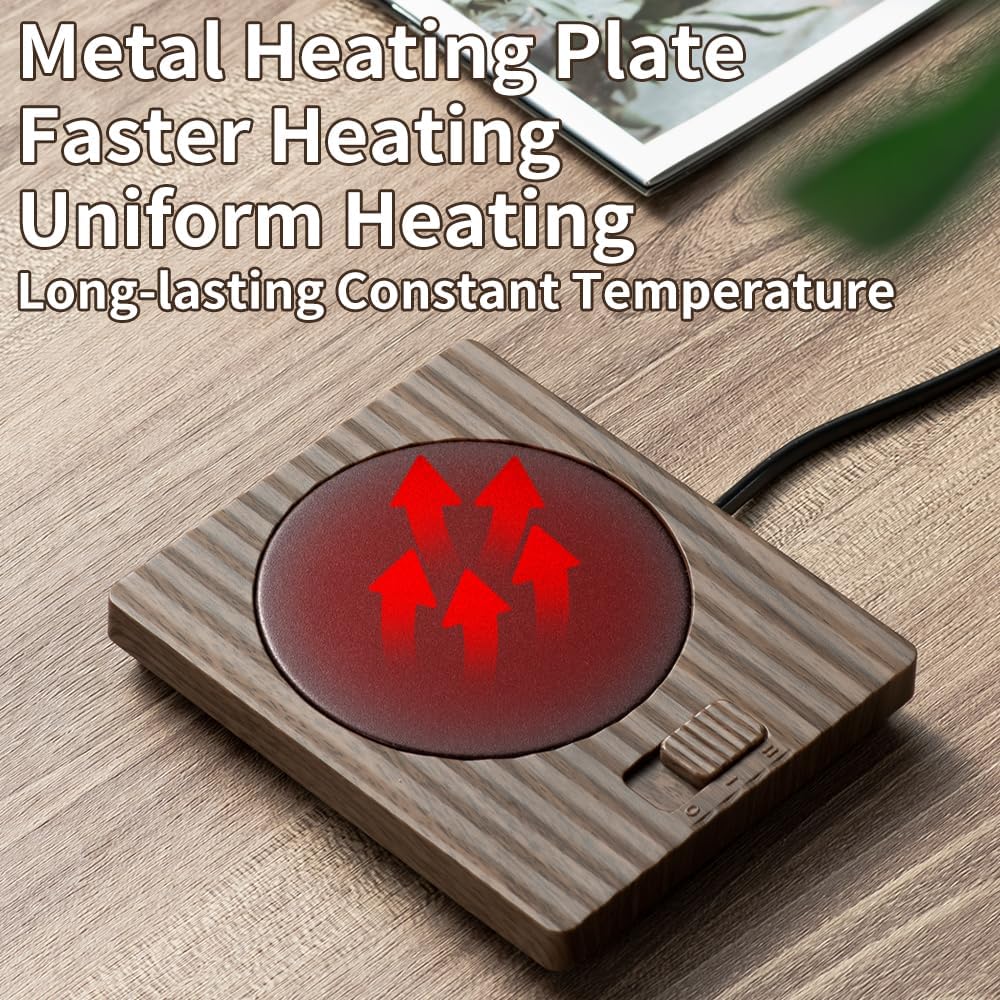 Coffee Mug Warmer - Fastest Heating Cup Warmer for Office Desk Accessories with Metal Heating Panel & 2 Temperature Settings for Coffee, Cocoa, Milk, Tea & Candles (Pink)