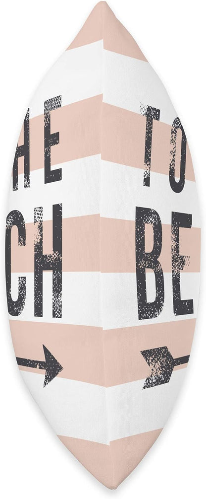 To The Beach - Cute Summer Quote - Pastel Peach Stripe Throw Pillow