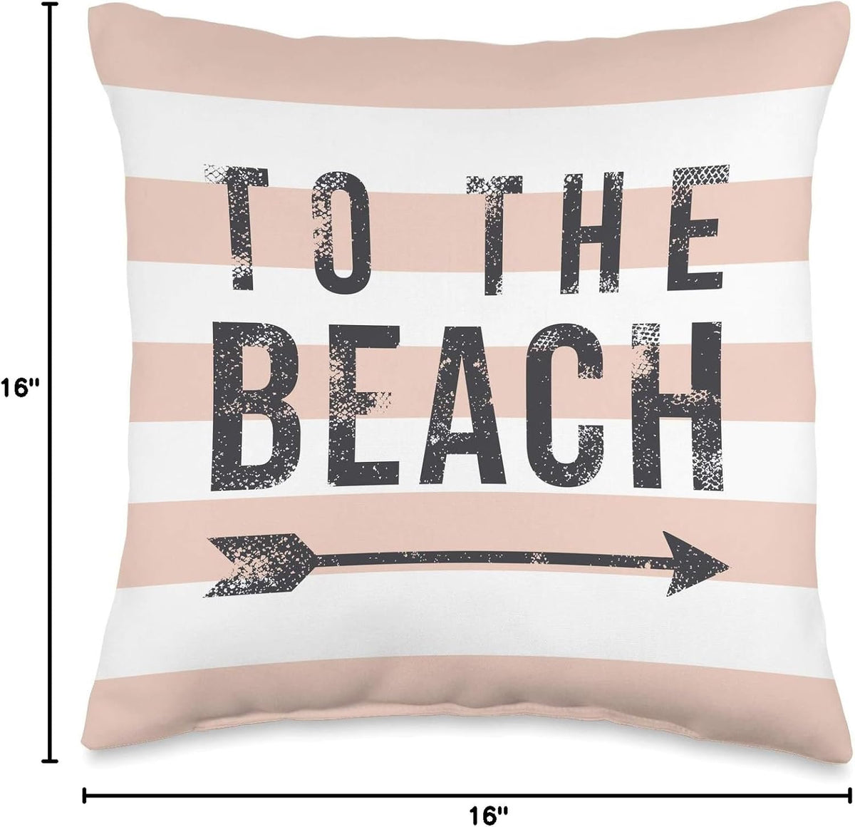 To The Beach - Cute Summer Quote - Pastel Peach Stripe Throw Pillow